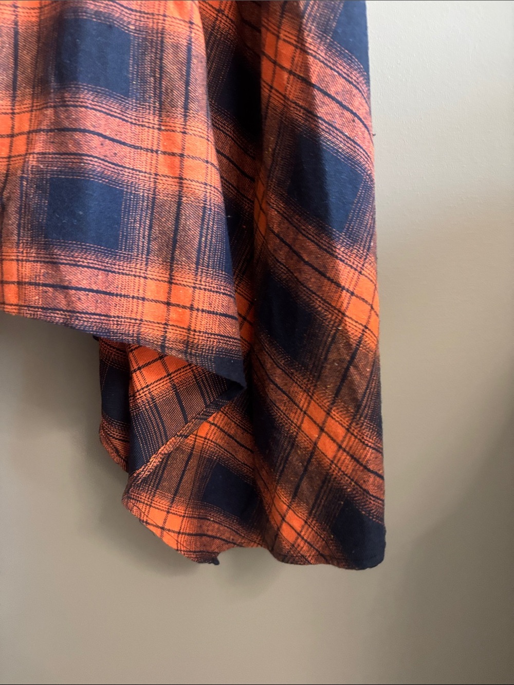 BloomChic Orange & Navy Plaid Asymmetrical Hem Skirt - Picture 4 of 6